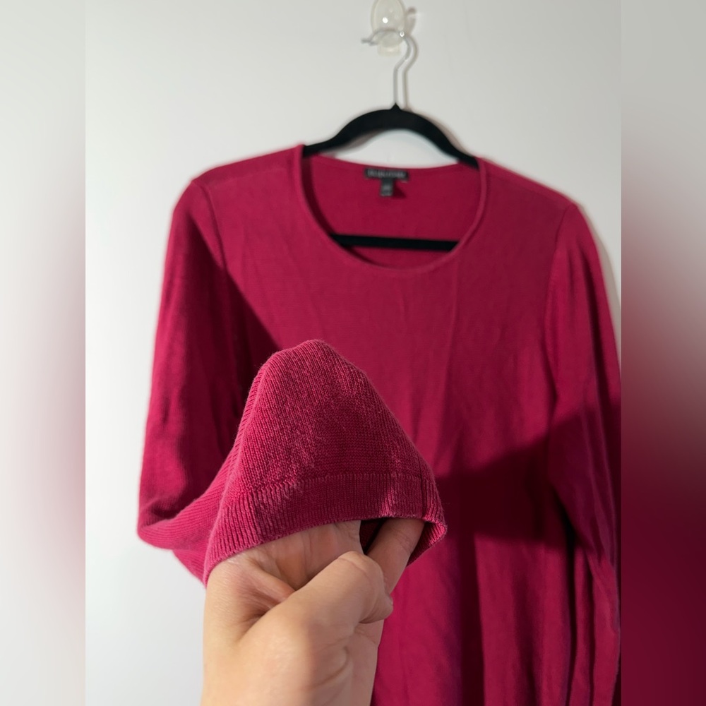 Eileen Fisher Deep Pink Tencel Lyocell Silk Crewneck Sweater XL Casual - Picture 3 of 6